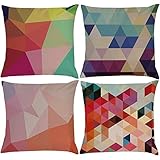 EZVING 4 Pack Colorful Geometry Style Throw Pillow Covers Cases Square Decorative Cushion Covers Pillowcase Cushion Case for Sofa,Couch 18x18 Inches (Set of 4)