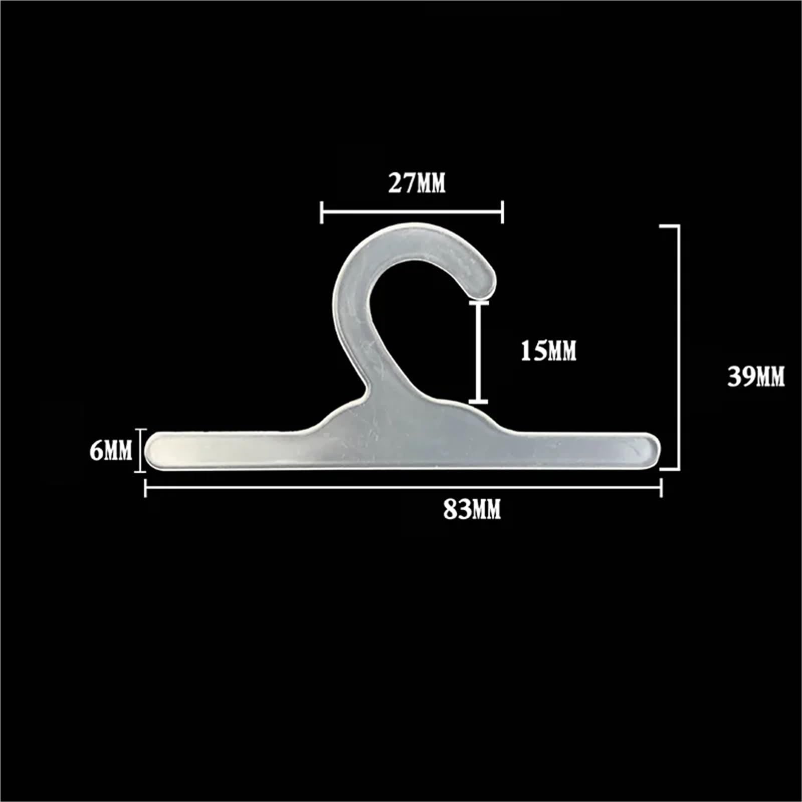 300 Stück Muster-Header-Kartenhaken, Kunststoff-Kopfaufhänger, Socken-Aufbewahrungstasche, Stoffmuster-Haken, Display-Organizer(L Black)