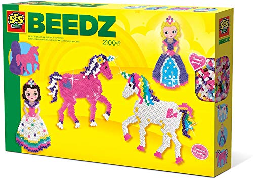 SES Creative | Kit Perles à Repasser Licorne et Princesse | Activité Manuelle Fille 5 Ans+ | Plaque Princesse + Cheval | Jouet Créatif Enfant | Idée Cadeau Bricolage Féerique