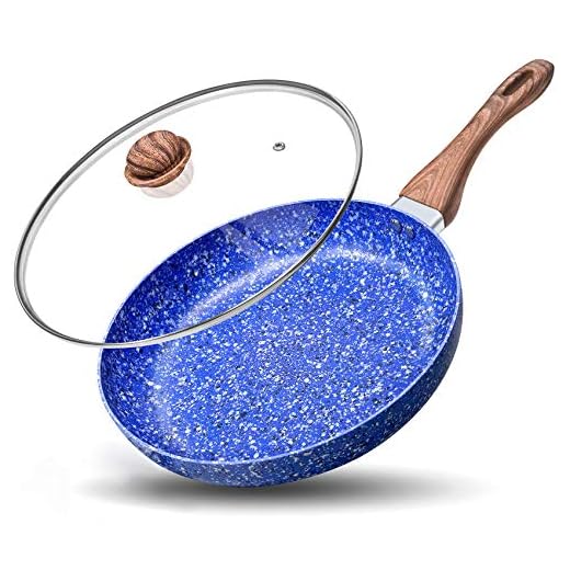 MICHELANGELO Sartén de 28 cm con tapa, antiadherente, con piedra de piedra antiadherente, con interior 100% APEO y PFOA, sin piedra, sartén de granito, compatible con inducción, 11",Azul
