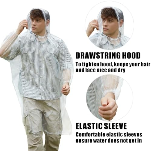 10 Piezas Poncho De Lluvia Transparente Desechable Con Capucha Oso De