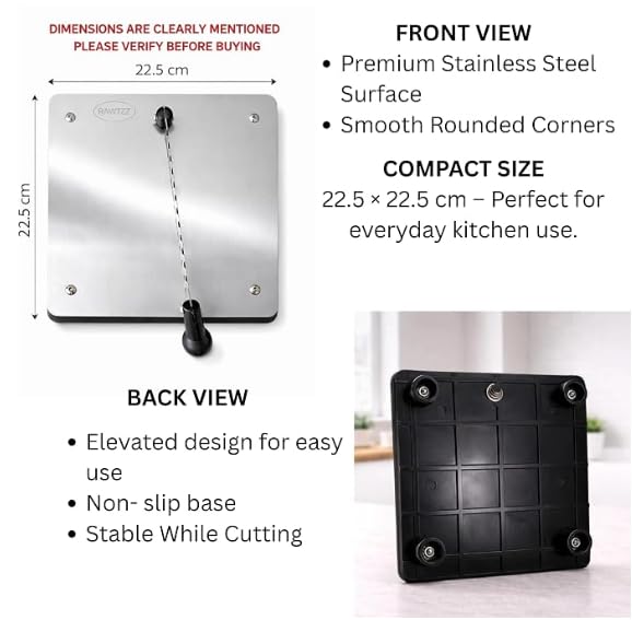 Image of Steel Chopping Board with Knife | Steel Cutting Board & Stainless Steel Cutting Board for Kitchen, Rustproof, Hygienic, Easy to Clean, Durable