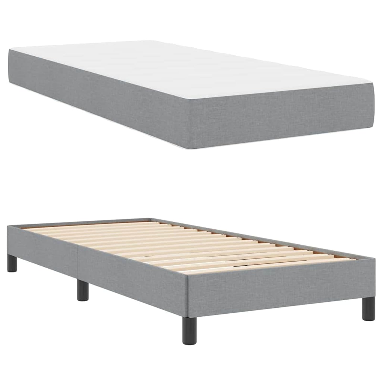 Cama con somier de diseño minimalista para dormitorios modernos - Estructura de madera y tela transpirable - 193 x 90 x 45 cm - Para descanso individual y de pareja