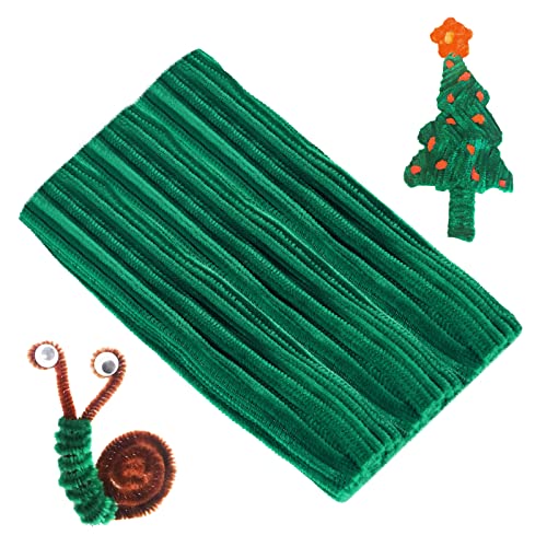 Cuttte Pipe Cleaners Craft Supplies - 100pcs Dark Green Pipe Cleaners Craft Kids DIY Art Supplies (6 mm x 12 inch)