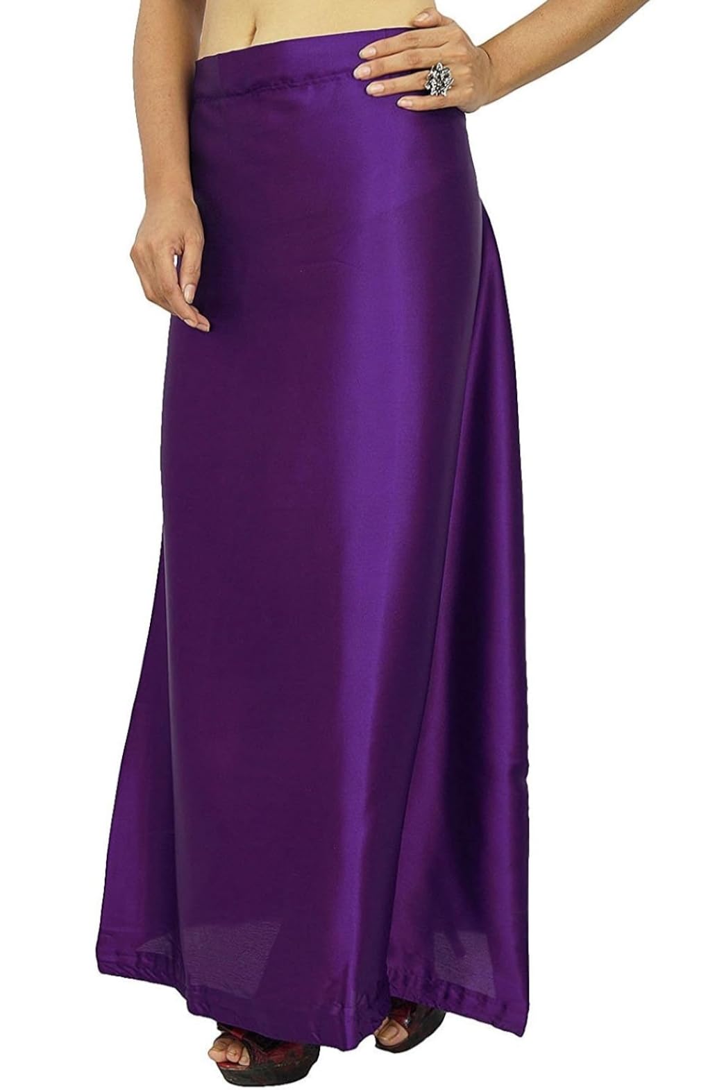 Purple Colour Satin Petticoat for Women| Purple Colour Satin Fabric Saree Shapewear or Underskirt-image-43