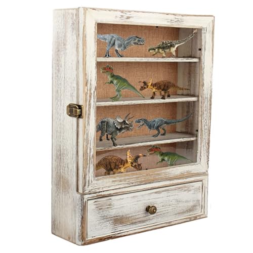 LITAITAI Deep Shadow Box Frame 12x17 with Shelves and Linen Lining,Display Case Memory Box Acrylic for Keepsakes Collections,Medals, Bouquet Wall or Tabletop,Rustic Old White