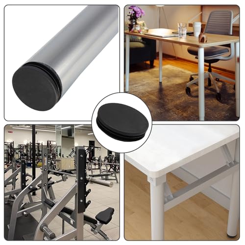 Image of Hordion 8 Pcs 2 inch Round Plastic Plugs, Tubing End Cap Black Insert End Caps Floor Protector for Metal Tube Pipe Post Chairs Furniture