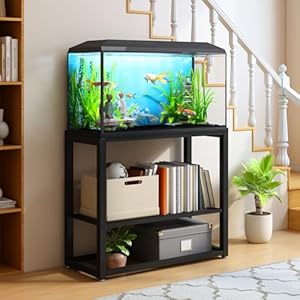 20-30 Gallon Fish Tank Stand, Aquarium Stand Metal Frame with Adjustable Storage Shelves, 31.5″ L x 15.6″ W x 31.5″ H Reptile Turtle Terrarium Stand, 500LBS