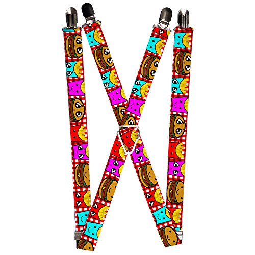 Buckle-Down Men's Suspender-Burger, Multicolor, One Size