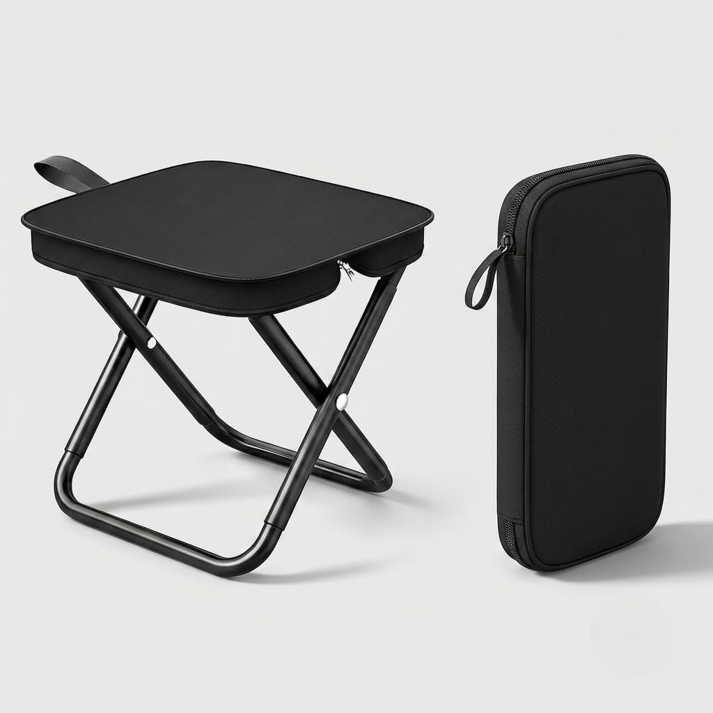 Foldable Camping Stool Portable Folding Seat with Carry Bag, Heavy Duty Metal Frame, Compact Travel Stool for Camping, Fishing, Hiking, Picnic & Outdoor Activities-image-26