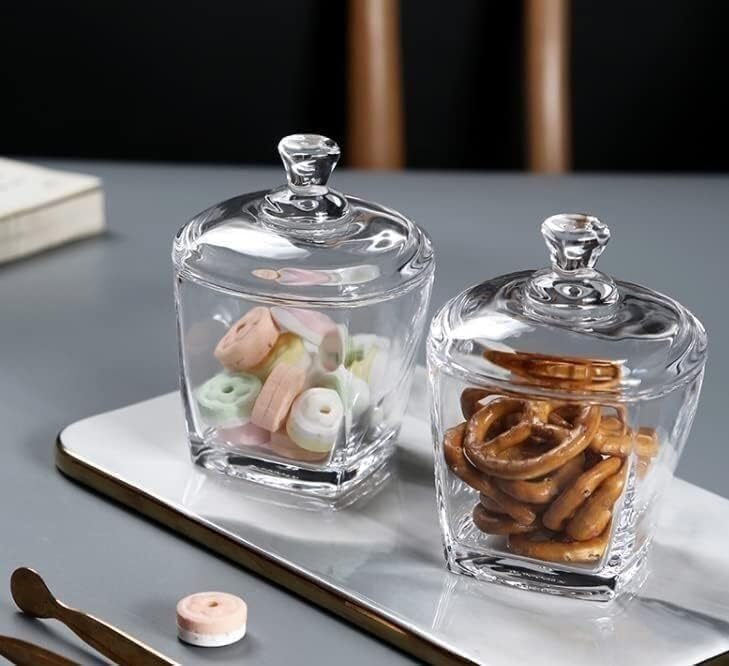 Sucrier, Sucriers en verre, plats à bonbons, pots de stockage, collation avec couvercle