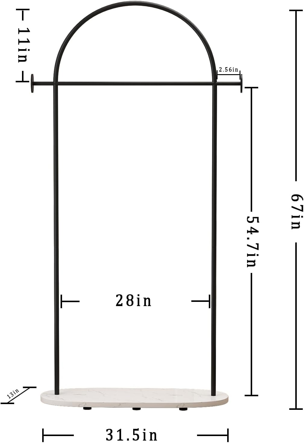 Black Clothing Rack, Modern Clothes Rack with Shelf, Heavy Duty Freestanding Coat Rack, Metal Coat Hanger Stand with Hooks for Boutique Office Black 31.5" L