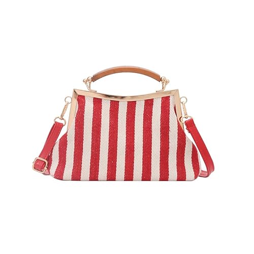Women Canvas Striped Shoulder Crossbody Bag Adjustable Strap Crossbody Shell
