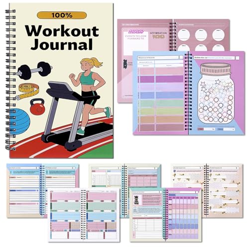 Fitness Journal - Food Journal for Women & Men Planner Log Book Workout Journal for Track Weight Loss Muscle Gain Home Gym Exercise Daily Nutrition 5.8 x 8.2