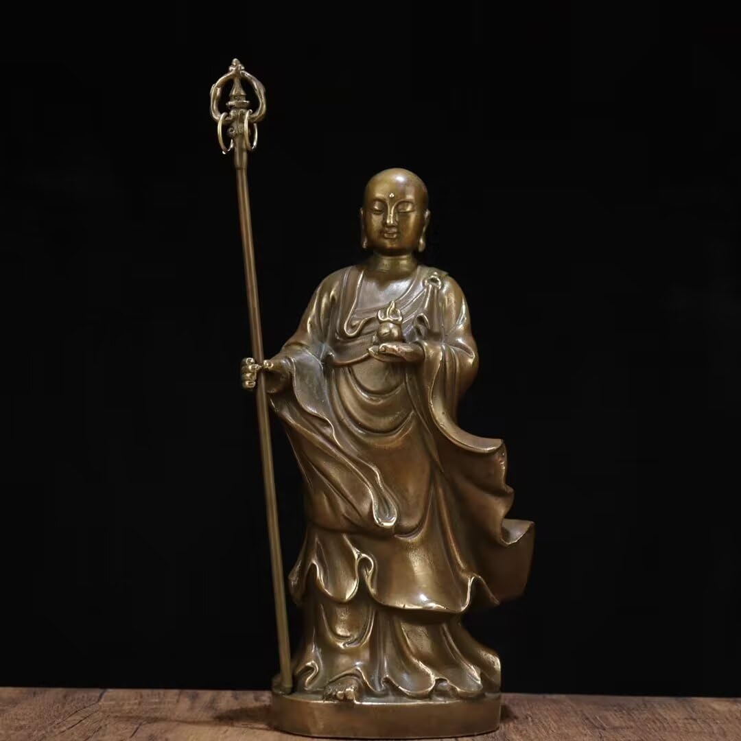 Dytartzx Pure copper Tizang King Bodhisattva statue home decoration meditation Zen Buddha