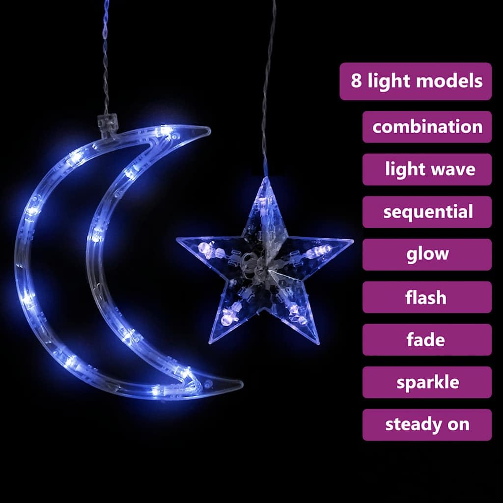 Star and Moon - Guirnalda de luces con mando a distancia, 345 LED, color azul