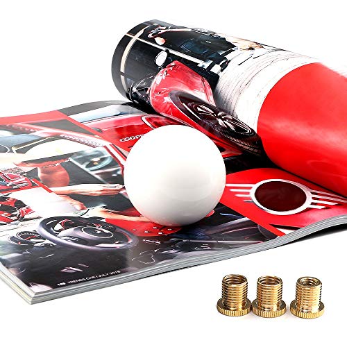 Top10 Racing White Round Ball Gear Shift Knob Universal Shifter Knobs with 3 Adapters Stick Shifter