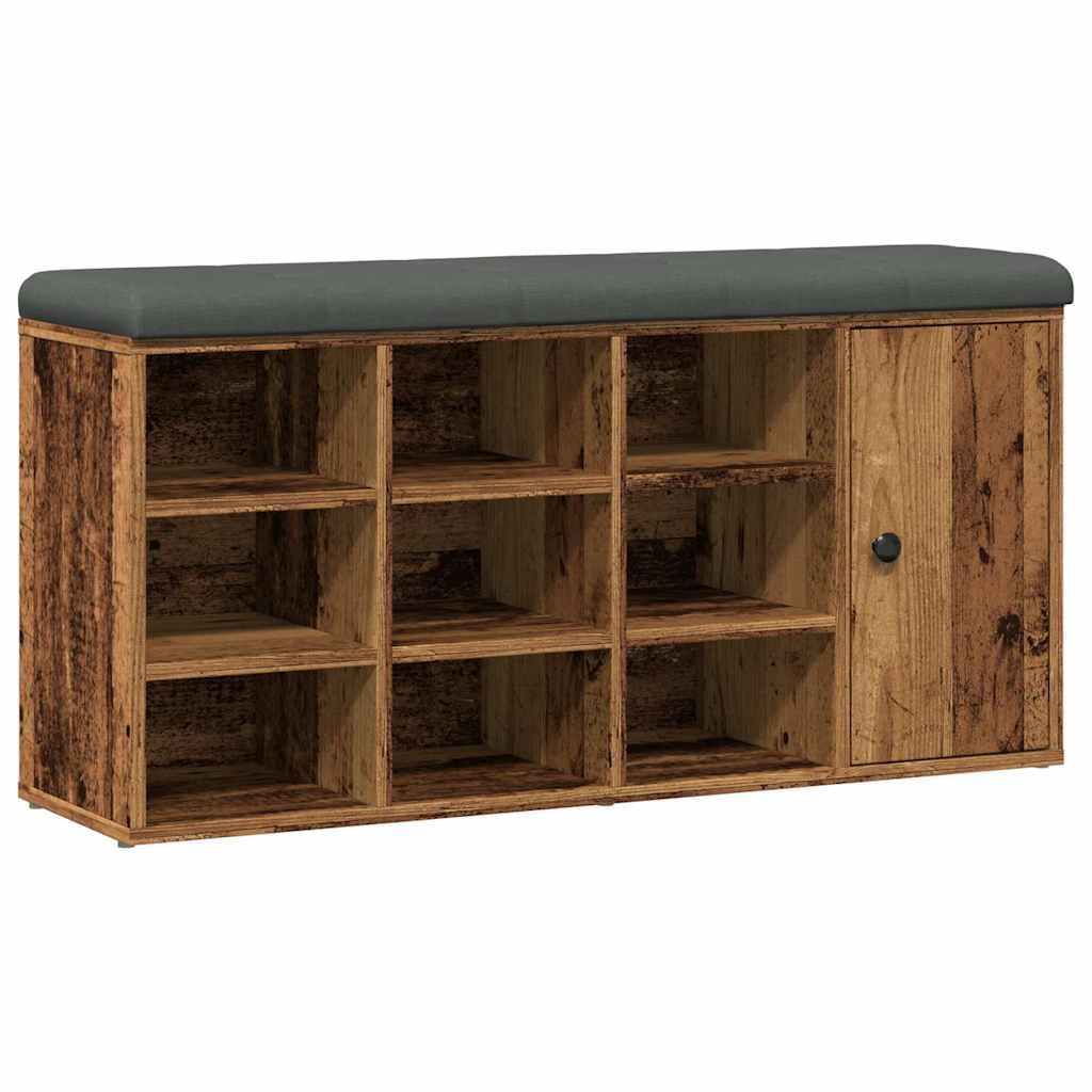 Banc à chaussures vieux bois 102 cm en bois d'ingénierie stable