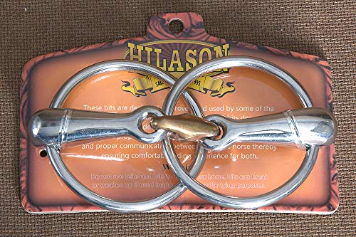 Hilason 5" Western Loose Ring Copper Link Solid Mouthpiece Horse Bit #TOP4