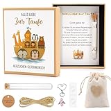 FIDWALL Taufgeschenke für Mädchen und Jungen Geldgeschenk zur Taufe Inklusive Karte, Geschenkbox, Kunststoff-Reagenzglas, Jutesäckchen, Engel-Schlüsselanhänger und Gutschein-Verpackung (Arche Noah)