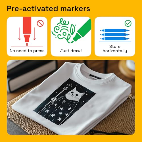 Image of ARTISTRO 5 Black Fabric Markers for Clothes and Textiles - Permanent No-Bleed Fabric Decorating Kit for T-Shirts, Bags, Canvas, Shoes, and Crafts