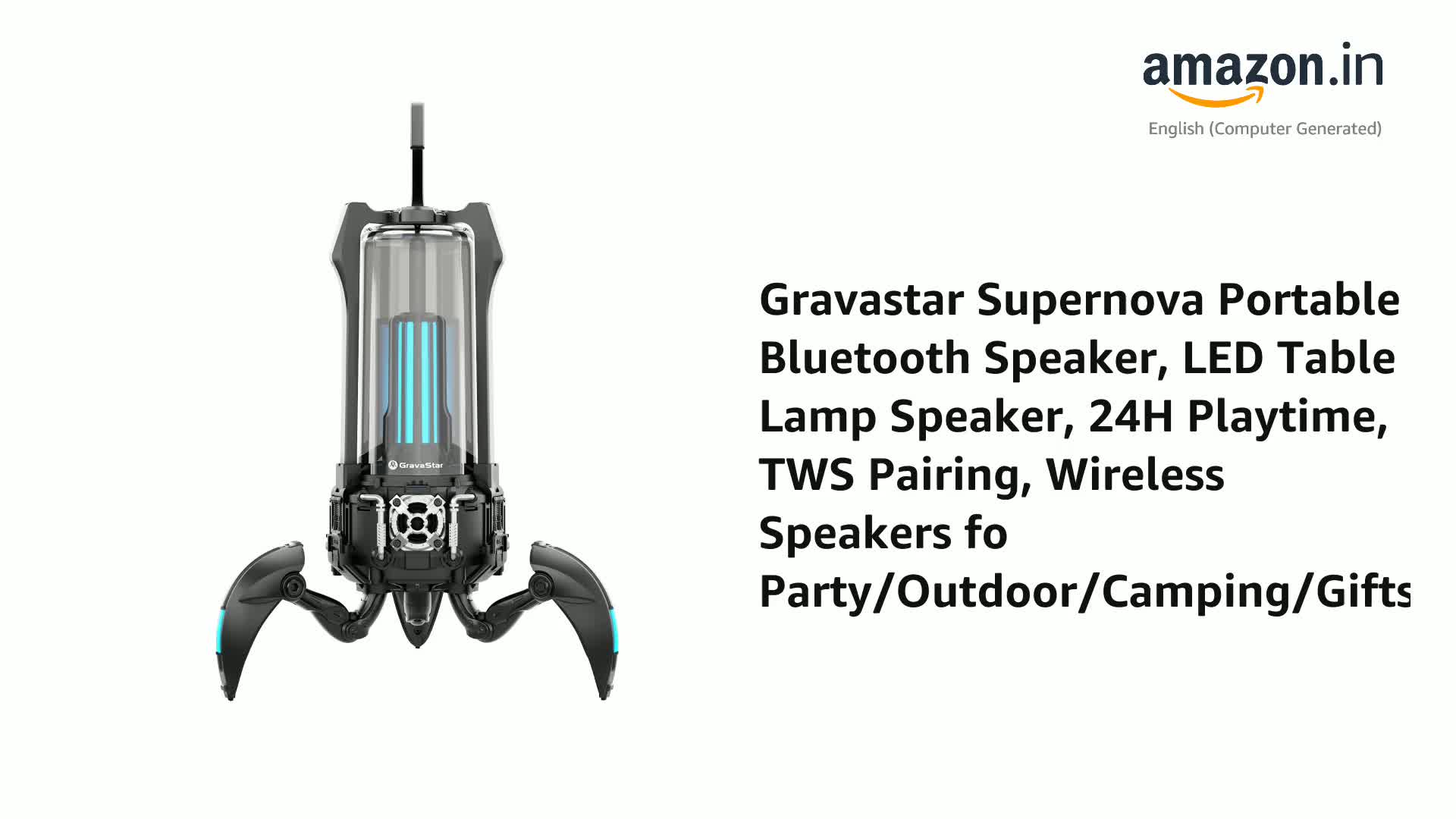 GravaStar Supernova Portable Bluetooth Speaker, LED Table Lamp