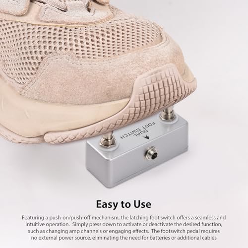 ROYHH Dual Footswitch Amp Channel Footswitch Locking Function Aluminum Alloy 6.35mm Stereo Output Latching Foot Switch Pedal for Amplifiers Effects Pedals Drum Machines - Thumbnail 6