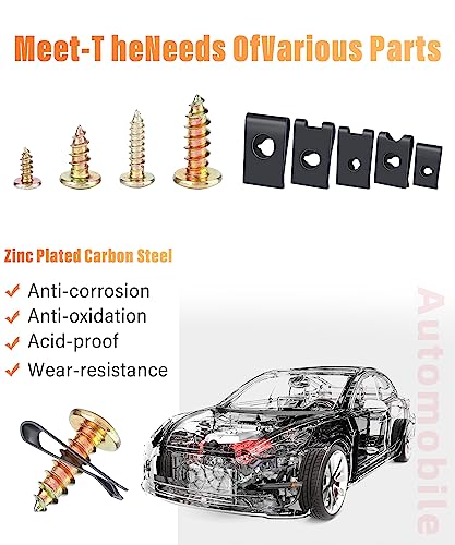 image for Zlirfy 170pcs U Nut Clips,Auto Car U-Clip U Nut and Screw Assortment K