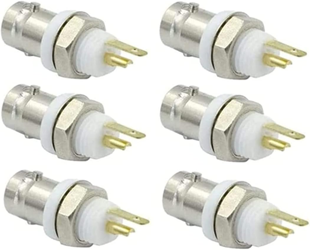 BNC Chassis Panel Mount Socket Female Jack Solder Type Connectors Adapter - (6 Pcs)