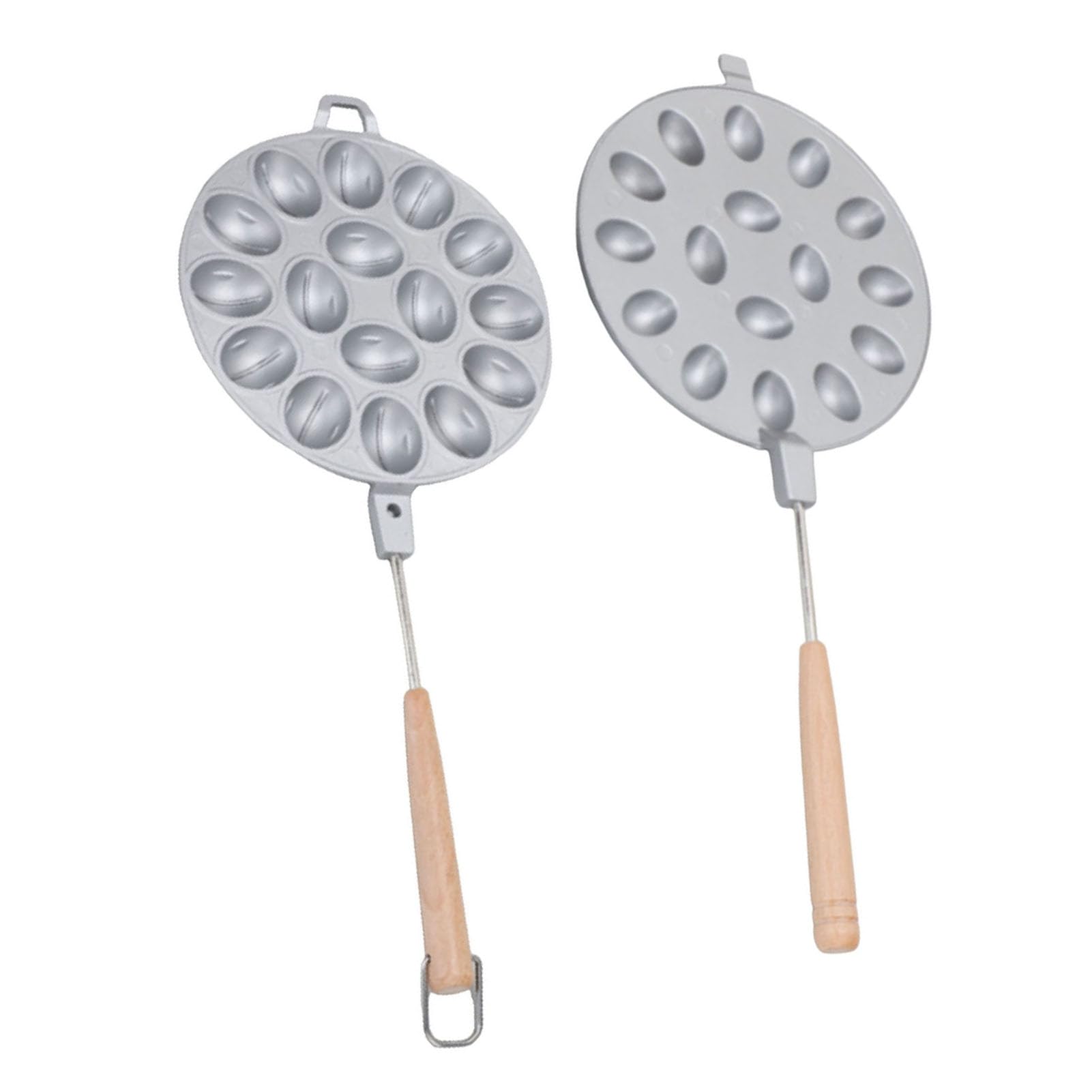 CHICIRIS Machine à Biscuits en Noyer, Outil de Cuisson de Biscuits Ovales Antiadhésifs en Alliage D'aluminium avec Manche en Bois, pour Pâtisserie de Cuisine et Friandises Faites Maison (16 trous)