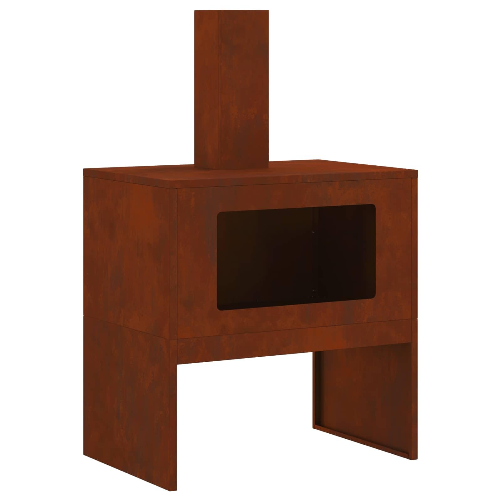 Feuerstelle Gartenkamin aus wetterfestem Stahl 60 x 40 x 96 cm für Terrasse und Außenbereich mit Schornstein