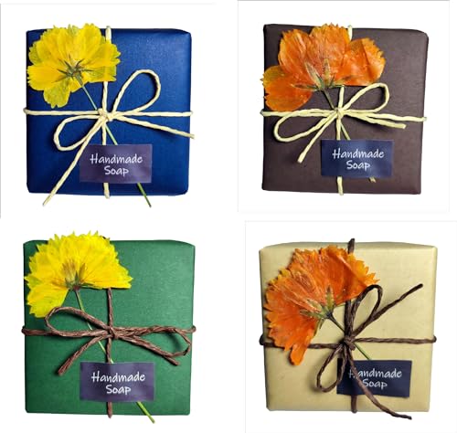 ZZYBIA 100 sets Handmade Soap Gift Wrapping Packing set with Cure Label (Dried flower)