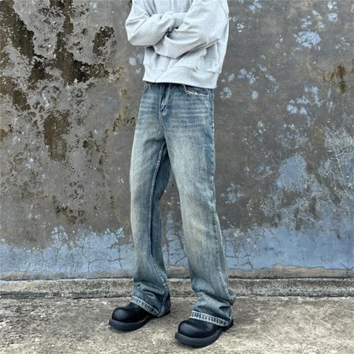 Jeans Pants Trouser Denim Retro Washed Blue Flared Casual Commuter Straight Leg for Men3