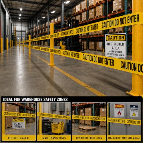 Image of ATERET Premium Caution Do Not Enter Tape - 1-Pack, 3 inch x 1000 feet, Hazard Safety Tape for Danger /Hazardous Area, Ideal for Halloween Decorations, Parties, Work-Sites