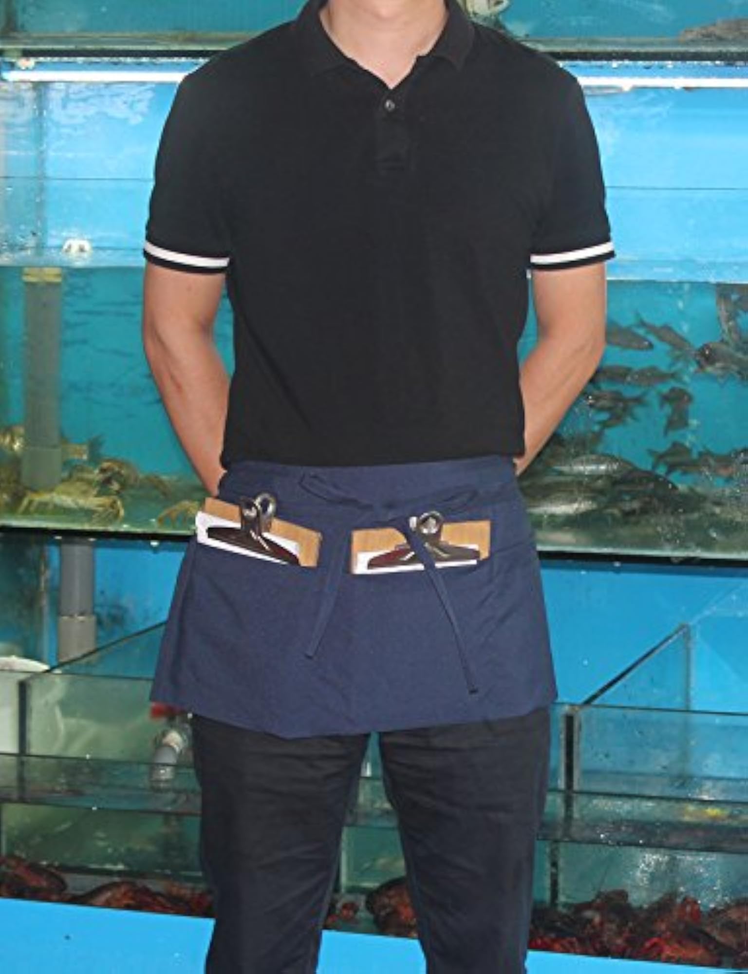 Navy Waist Server Apron with 3 Big Pockets