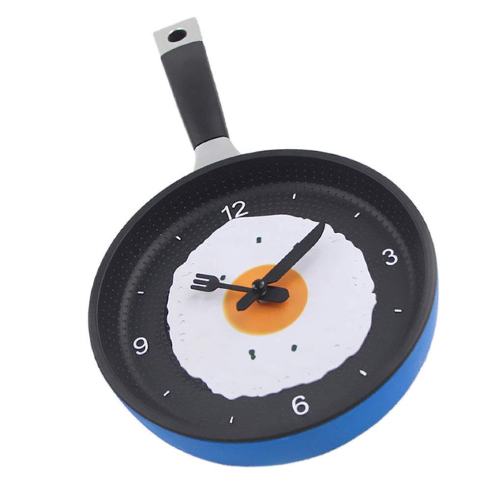 Horloge cuisine moderne silencieuse poêle bleu œuf frit déco murale