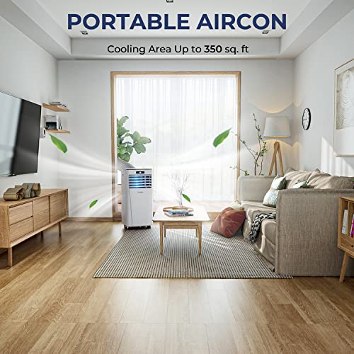 COSTWAY Portable Conditioner, 10000BTU Air Cooler with Drying, Fan, Sleep Mode, 24H Timer Function, Remote Control, Cools Room up to 350 Sq. ft, for Home & Office Use, Window Kit Included, White - Image 5