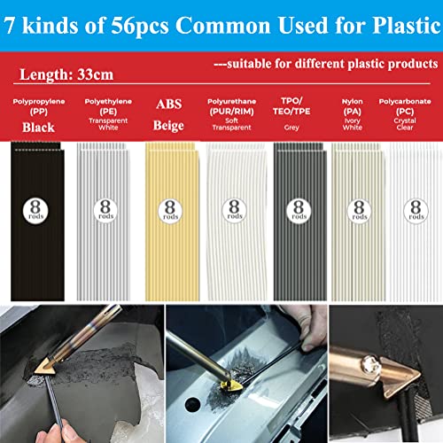 100W Plastic Welding Kit, Plastic Welder Soldering Iron Kit With 56Pcs Rods, Professional Surface Repair Tool For Car Bumper With 4 Welding Tips, Patch Net,Hot Iron Stand,Wire Brush,Metal Stand, Etc. #TOP3