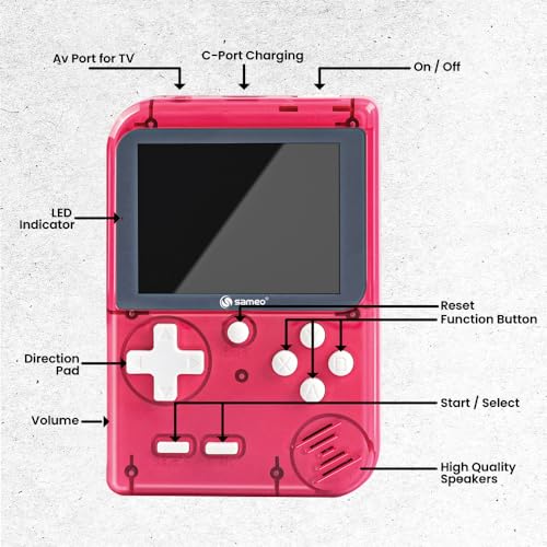 Image of Sameo Handheld Video Game Console, Dreamboy Retro Mini Game with 500 Classic Retro Game TV Compatible for Kids, Rechargeable 8 Bit Classic (Ice Red)