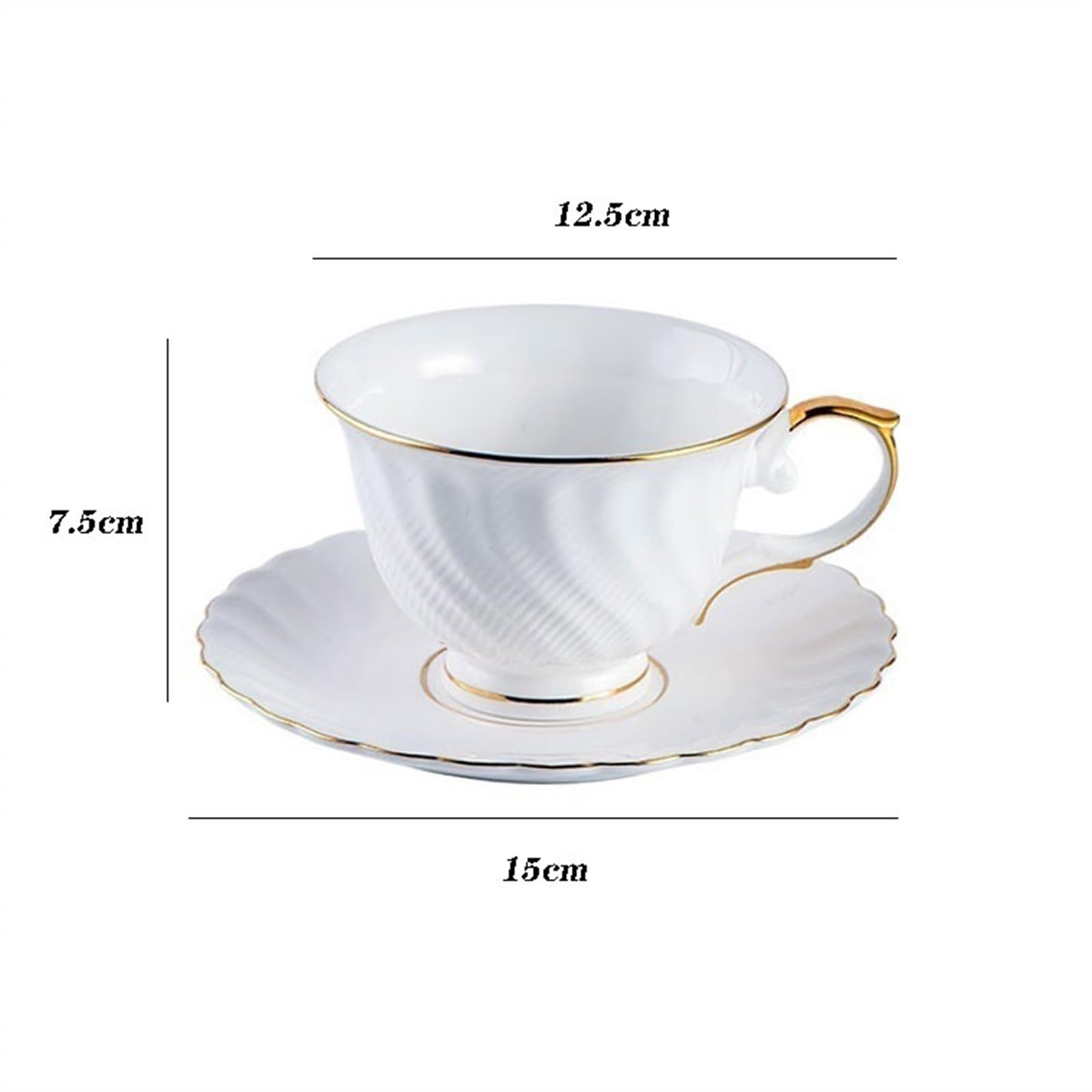 Tazas de café Tazas y platillos de café con leche, bonitos franceses de cerámica, exquisito juego de té de la tarde for el hogar Uso doméstico(Blanco)