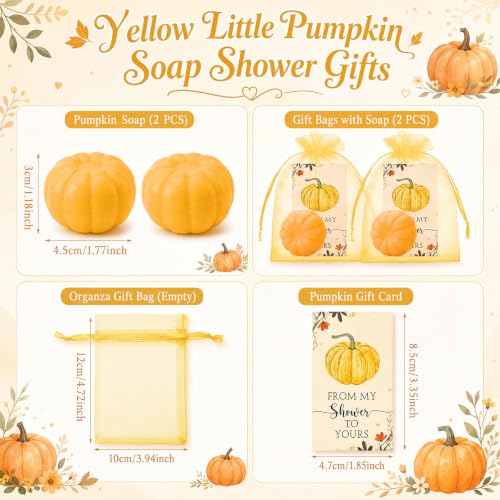 Image of 50 Sets Fall Pumpkin Soap Favors Wedding Baby Shower Guest, Yellow