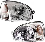 Garage-Pro Headlight Assembly Compatible with 2003-2006 Hyundai Santa Fe Halogen, From 7-14-2003, Set of 2, Driver and Passenger Side, Clear Lens