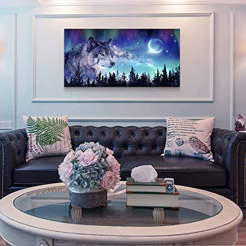 Canvas Wall Art For Living Room Large Wall Decor Paintings For Bedroom Modern Family Wall Decorations For Office Abstract Aurora Scenery Canvas Art Wolf Decor Pictures Artwork Posters Home Decoration #TOP3