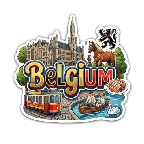 Image of Fridge Magnet | Premium Engineered Wood Laser Cut Multicolour Travel Decor | Landmark Design Refrigerator Magnet - Belgium