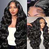 30 Inch 13x6 Lace Front Wigs Human Hair Pre Plucked 200% Density Body Wave HD Transparent Lace Frontal Wigs For Women Can Last 6-9 Months Tangle-Free Natural Color Glueless Wigs with Baby Hair