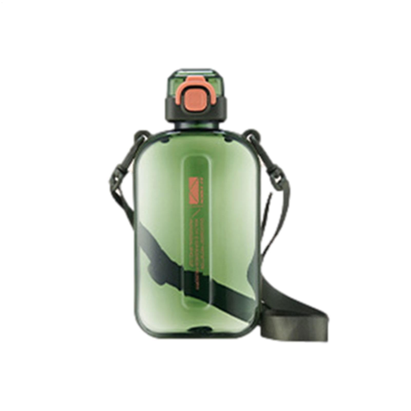 Sports Water Bottle with Strap - Flat Drink Bottle, Large Capacity | 750ml Leak Proof, Reusable Clear Water Container for Gym, Running, Hiking, and Outdoor Activities