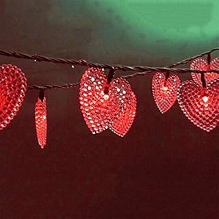 Solar String Lights,DINOWIN 20ft 30LED Heart Light Garden Patio String Lights,Waterproof Indoor/Outdoor String Light 8 Modes Mood Lighting Decorative for Wedding Party Home Xmas Tree (Blue)