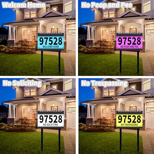 IVWVI Acrylics Solar Address Numbers for House, Address Sign with Double Stakes, Waterproof RGBW Color Changing, Lighted Modern Address Plaque Solar Powered for Street Yard Park Garden