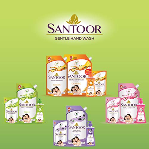 Image of Santoor Fresh Gentle Hand Wash, 750ml with Natural goodness of Sweet Lime Peel & Tulsi