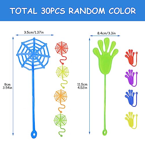 Ainiv 30Pcs Novelty Sticky Stretchy Toys Set, 15PCS Sticky Spider Web + 15PCS Sticky Hands - Image 2